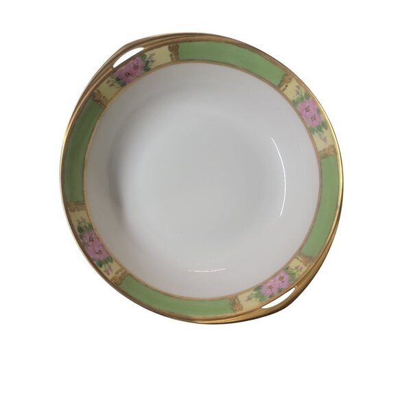 Rosenthal Selb Bavaria Donatello Large Serving Bowl 10.5" Gold Trim Green Pink - Picture 1 of 14